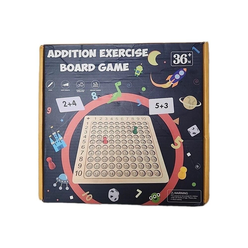 Math Addition Exercise Board Game for ages 3+ Montressori Type Instruction